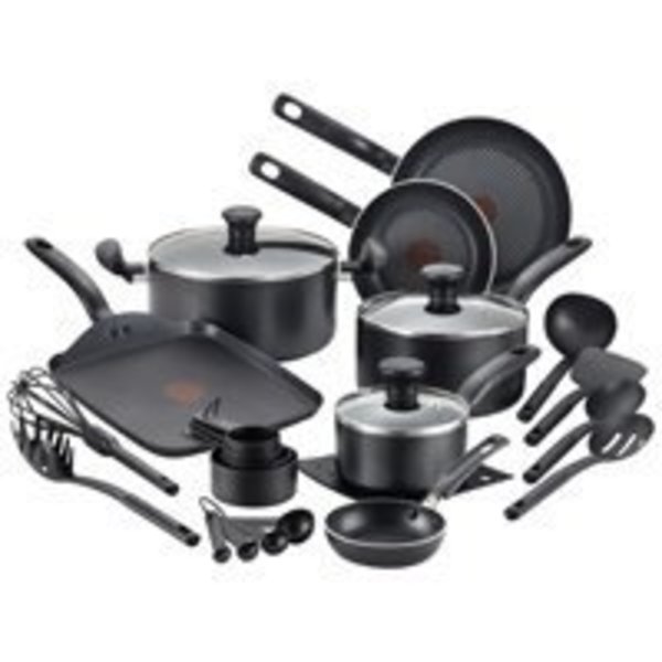T-Fal T-fal B207SK64 Non-Stick Cookware Set, Aluminum, Black, 20-Piece B207SK74